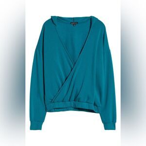 NWT- BEYOND YOGA- Cross Your Heart Hoodie in lunar teal-Size Medium